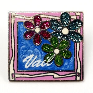 Vail Colorado Mountain Ski Resort Area Flowers Enamel Lapel Pin Skiing Souvenir